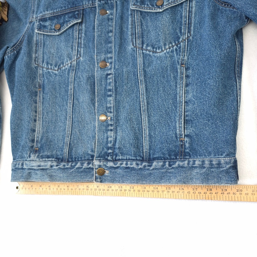 Calvin Klein Denim Jacket Blue L Harley Davidson Biker Trucker Vintage Patched - Picture 8 of 16